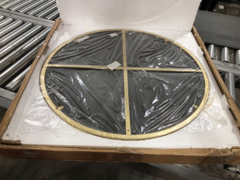 Photo 1 of 28 Inch Wall Circle Bathroom Mirror ,Large Gold Metal Framed Wall-Mounted Round Deep Design Hanging Mirror for Vanity Bedroom, Living Room, Entryway