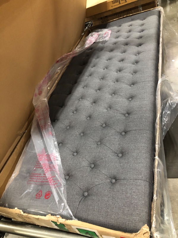 Photo 2 of 24KF Linen Upholstered Tufted Button King Headboard and Comfortable Fashional Padded King/California King Size headboard - Granite
