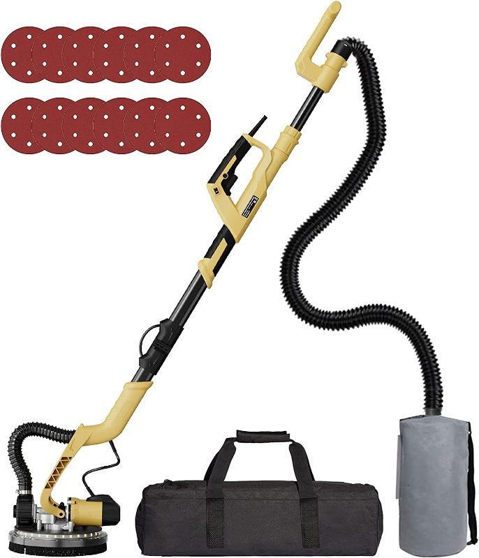 Photo 1 of YATTICH Drywall Sander, Electric Motor Sander, 7 Variable Speed, 1000-1850RPM With LED Light, Extendable Handle, 12 Sanding Discs, with Automatic Dust Removal System and Carrying Bag
