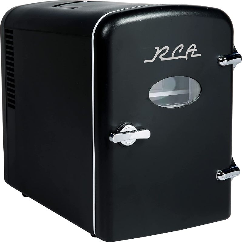 Photo 1 of RCA Mini Retro 6 Can Beverage Refrigerator-Black, RMIS129-BLACK
