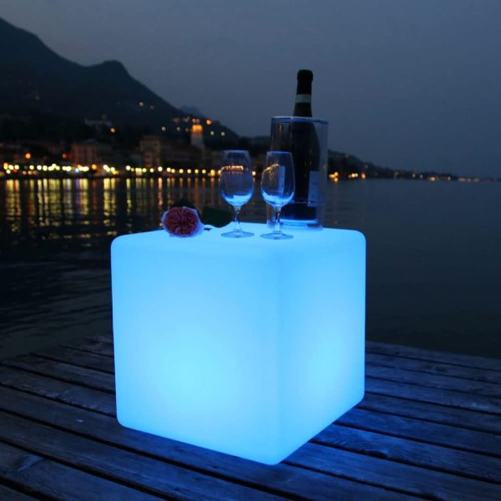 Photo 1 of 15 Inch LED Cube Chair, 16 RGB Colors Changing LED Cube Light w/ Remote, Versatile Rechargeable LED Cube Seat Glow Cube Chair Modern Side Table, Mood Light for Bedroom, Garden, Patio, Deck, Party, Bar
