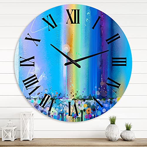 Photo 1 of  DesignQ Modern Wall Clock 'Blue Sky Abstract Landscape II' Large Wall Clock for Bedroom Decor 