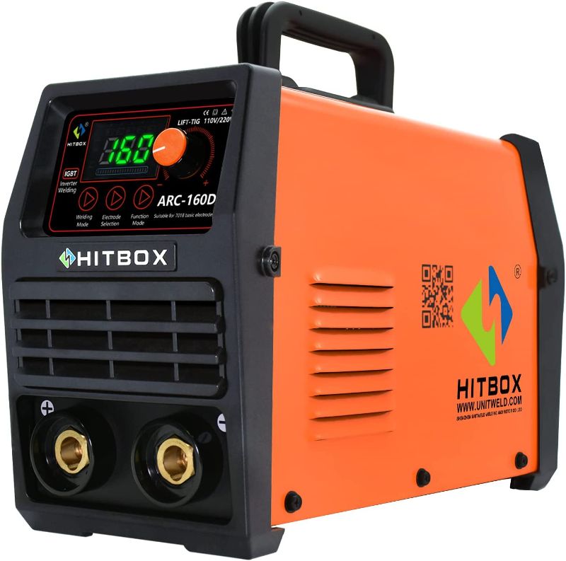 Photo 1 of HITBOX Synergic Stick/Lift Tig Welder 110V 220V, Actual 160Amp Professional ARC MMA IGBT Inverter Welding Machine for 1/16"-1/8" Welding Rod & Alkaline Electrode (ARC160D) - Dual Voltage
