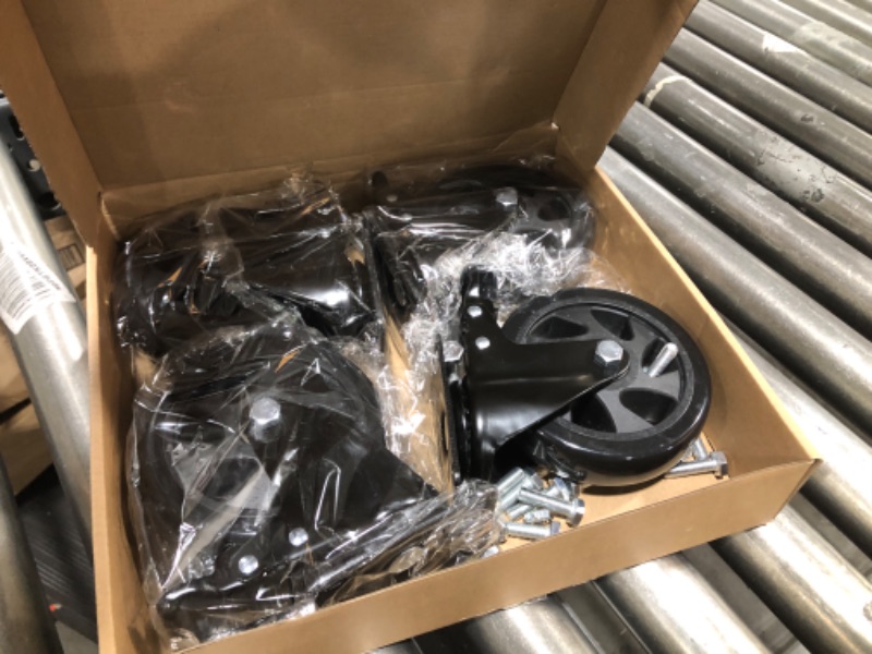 Photo 1 of 5 Inch Caster Wheels with Brake 2200lbs,Heavy Duty Casters Set of 4,Swivel Plate Casters with Double Ball Bearings,Premium Polyurethane Furniture Caster Wheels for Cart,Cabinets,Workbench 5" with brake,black