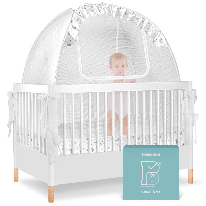 Photo 1 of  Pro Baby Safety Premium Pop Up Crib Tent, Crib Cover to Keep Baby from Climbing Out, Falls and Mosquito Bites, Safety Net, Canopy Netting Cover - Sturdy & Stylish Infant Crib Topper, Mosquito Net 