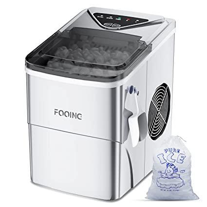 Photo 1 of Ice Makers Countertop, 9 Cubes Ready in 6 Mins, 26lbs/24Hrs Ice Cube Maker, Self-Cleaning Portable Ice Machine with Ice Scoop and Basket, 2 Sizes of Bullet Ice for Home Kitchen Office Bar Party
