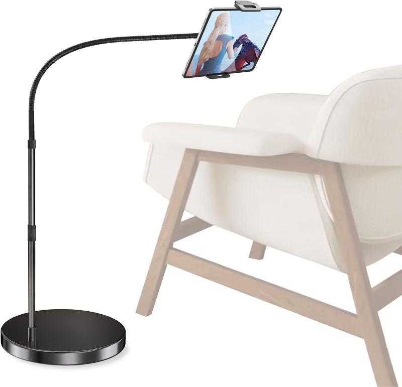 Photo 1 of Elitehood Aluminum iPad Stand for Floor, 14lb Stable Base & Height Adjustable iPad Floor Stand, Gooseneck iPad Holder for Bed & Sofa, Compatible with All iPad, iPad Pro, Kindle & More 4.7-13in Tablets
