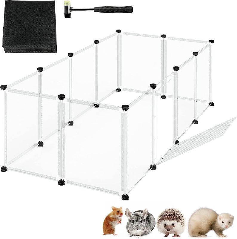 Photo 1 of  Muibe Pet Playpen, Portable Small Animal Playpen, DIY Foldable Indoor Yard Pet Fence for Hamsters, Guinea Pigs, Rabbits, Bunny, Ferrets, Hedgehogs, 56.3 x 28.7 x 18.1 Inches 