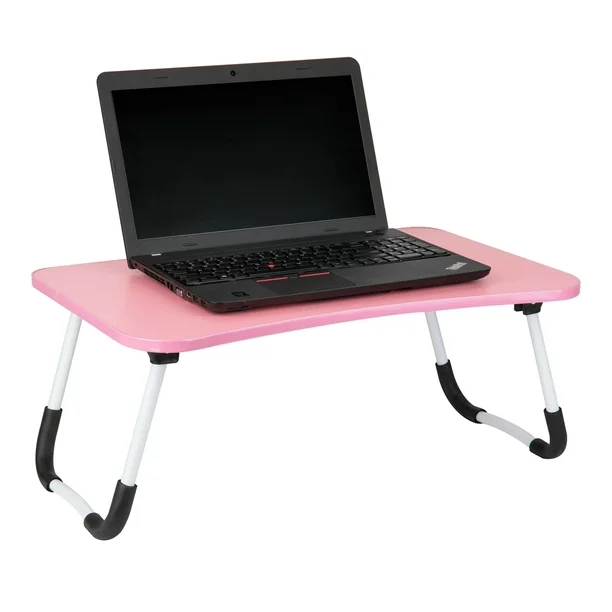 Photo 1 of Foldable Bed Tray, Lap Desk with Fold-Up Legs, Freestanding Portable Table for Laptop, Tablet, Reading, Pink