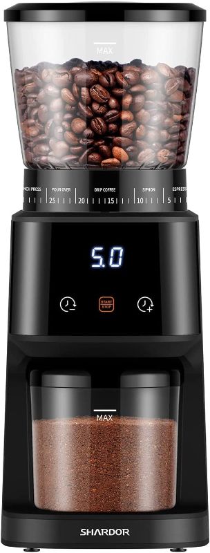 Photo 1 of  SHARDOR Conical Burr Coffee Grinder with Digital Timer Display, Electric Coffee Bean Grinder with 31 Precise Settings for Espresso/Drip/Pour Over/Cold Brew/French Press, Matte Black 