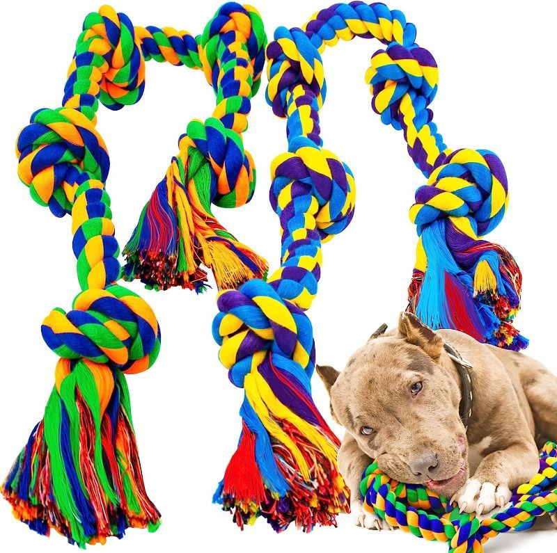 Photo 1 of XL Indestructible Dog Toys for Aggressive Chewers Large Breed, Durable Dog Chew Toy, Large Dog Toys for Large Dogs Safe and Long Lasting Puppy Teething Chew Toys, Cotton Dog Rope Toys for Medium Dogs 