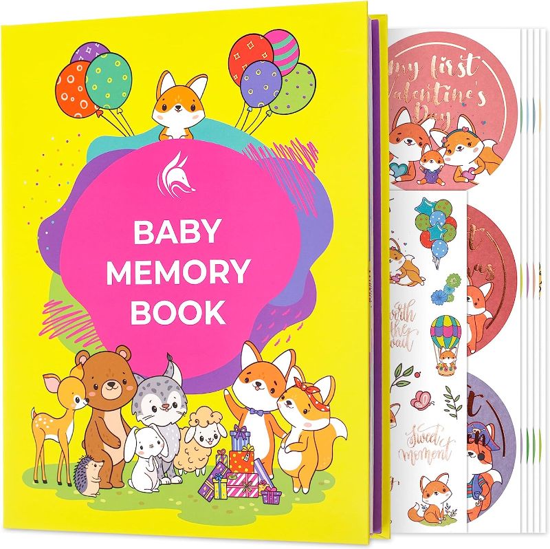 Photo 1 of Clever Fox Baby Memory Book for Boys & Girls – First Years Baby Memory Journal with Keepsakes Pocket – Baby Album for Photos, Memories & Milestones – Years 1-5, Hardcover, 8x10.5? (Yellow)