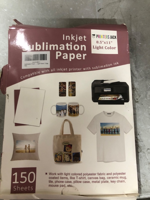 Photo 2 of Printers Jack Sublimation Paper - 8.5 x 11 Inches, 150 Sheets 120 gsm for Any Inkjet Printer with Sublimation Ink, Heat Transfer Sublimation for T-shirt, Mugs, Light Fabric 8.5''x11''