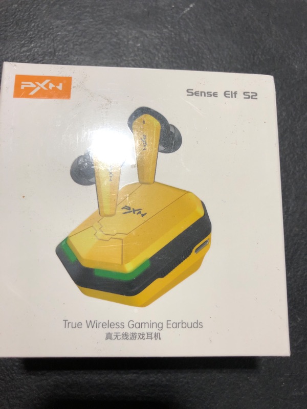 Photo 2 of PXN S2 Wireless Earbuds and Mic - Noise Cancelling TWS Earbuds IPX5 Waterproof Headphones with RGB Charging Case Deep Bass Stereo Surround Earphones for Cell Phone, Laptop, Pad, Switch (Yellow