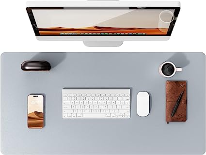 Photo 1 of YSAGi Leather Desk Pad Protector, Office Desk Mat, Large Mouse Pad, Non-Slip PU Leather Desk Blotter, Laptop Desk Pad, Waterproof Desk Writing Pad for Office and Home (23.6" x 13.8", Light Grey)