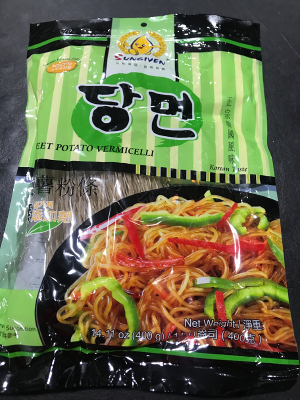 Photo 2 of  EXP 2024 SUNGIVEN Sweet Potato Glass Noodles, Korean Vermicelli Pasta, Fat-free and Gluten-free, 100% Sweet Potato Starch, No Additive, No Alum inside, Holiday Gifts 14.11 Ounce 14.11 Ounce (Pack of 1)