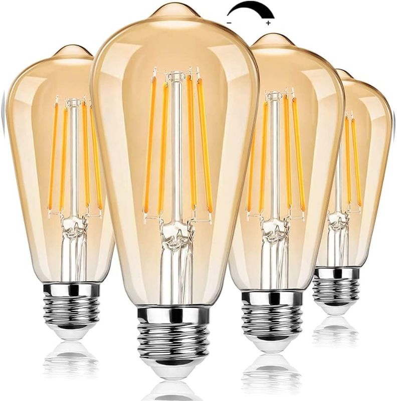 Photo 1 of 8PCK 100-Watt Equivalent ST19 Dimmable LED Straight Filament bulb, Vintage Edison Bulbs E26 Base, 2700K Soft White