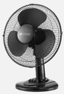 Photo 1 of 12-in 3-Speed Indoor Black Oscillating Desk Fan
