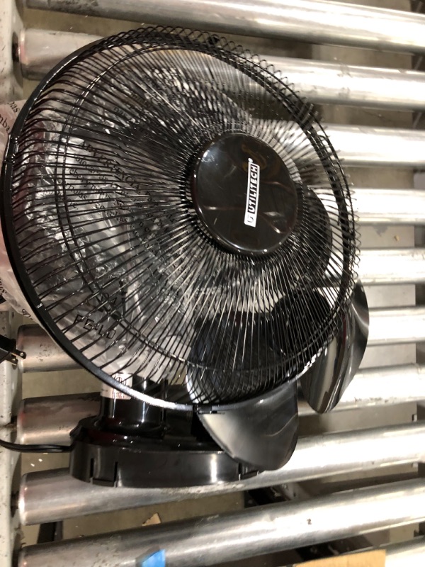 Photo 2 of 12-in 3-Speed Indoor Black Oscillating Desk Fan
