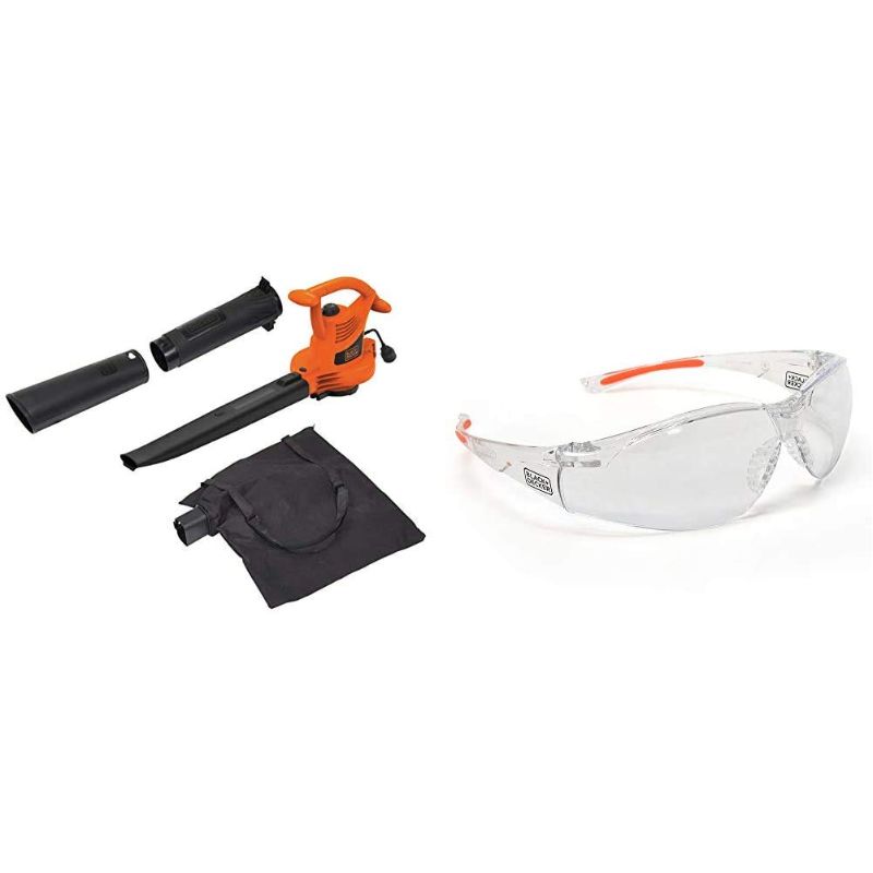 Photo 1 of BLACK+DECKER 3-in-1 Electric Leaf Blower, Leaf Vacuum, Mulcher, 12-Amp with Safety Eyewear, Lightweight, Clear Lens (BV3100 & BD250-1C) w/ Safety Glasses