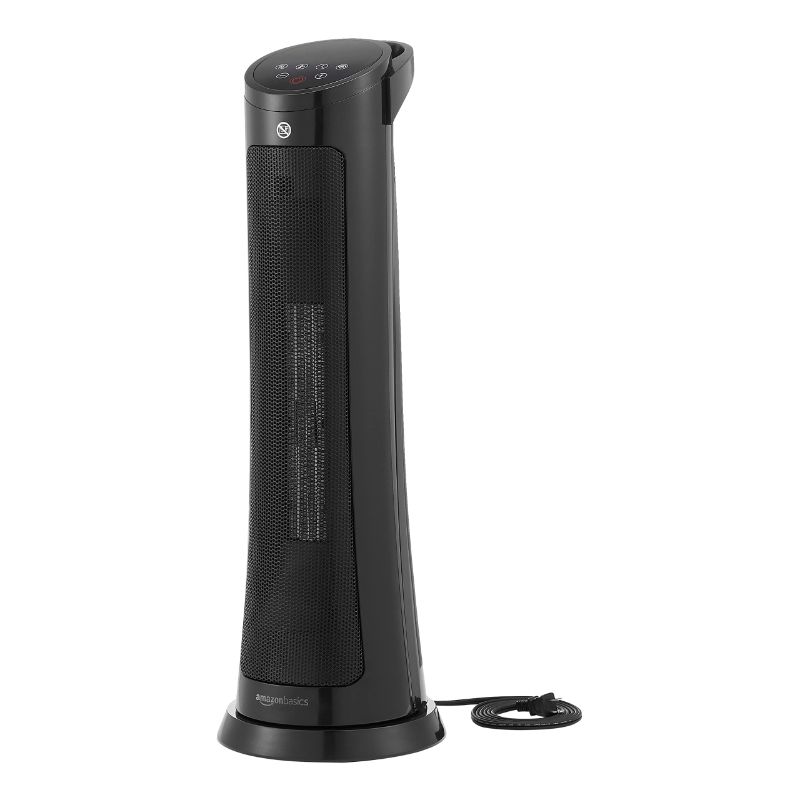 Photo 1 of Amazon Basics Digital Tower Heater Black 28 Inch 28 Inch Black