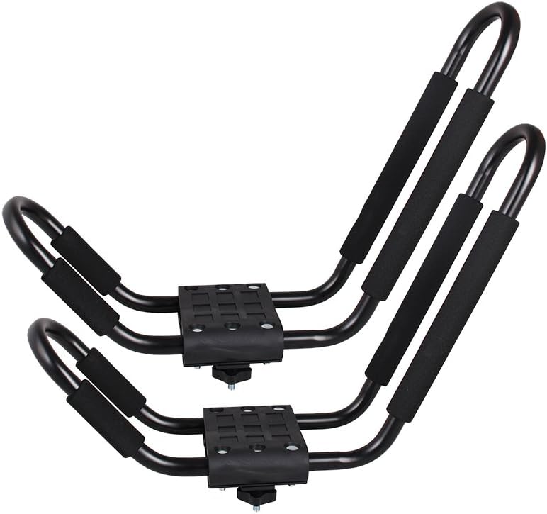 Photo 1 of 1 Set TMS Kayak Roof Racks for Kayaks - Dual Universal Fit Carriers Include Two Sets of Straps for Cars, Trucks and SUVs - Easy to Mount J-Bar Style Carriers for Kayaks Canoes Paddleboards and Surfboards