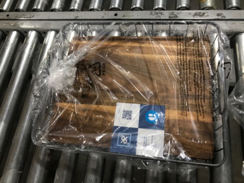 Photo 1 of iDesign The Ría Safford Collection Acacia Wood and Wire Serving Tray, 14.5" x 7.5" x 3.2"