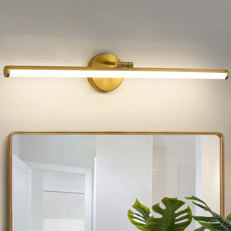 Photo 1 of KAISITE Bathroom Light Fixture Over Mirror - 30 Inch Gold Vanity Light 24W 4000K Dimmable Modern LED Bathroom Lighting Fixture Rotatable Bath Vanity Light Bar for Bathroom Gold 30 Inch