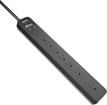 Photo 1 of APC Surge Protector Power Strip, PE76, 1440 Joule, Flat Plug, 7 Outlet Strip Black