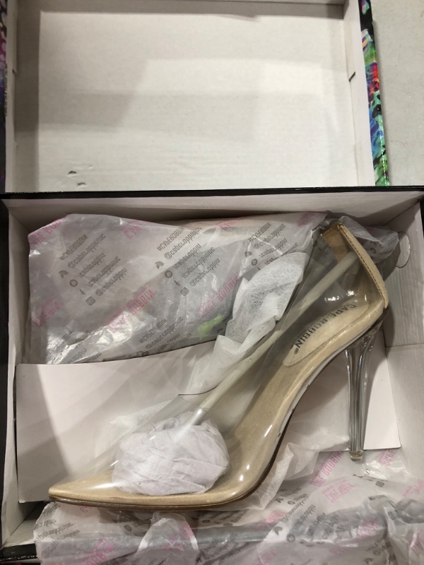 Photo 2 of Cape Robbin Glass Doll Clear Stiletto High Heels for Women, Slip On Sexy Shoes with Pointed Toe 6 Nude
SIZE 6 