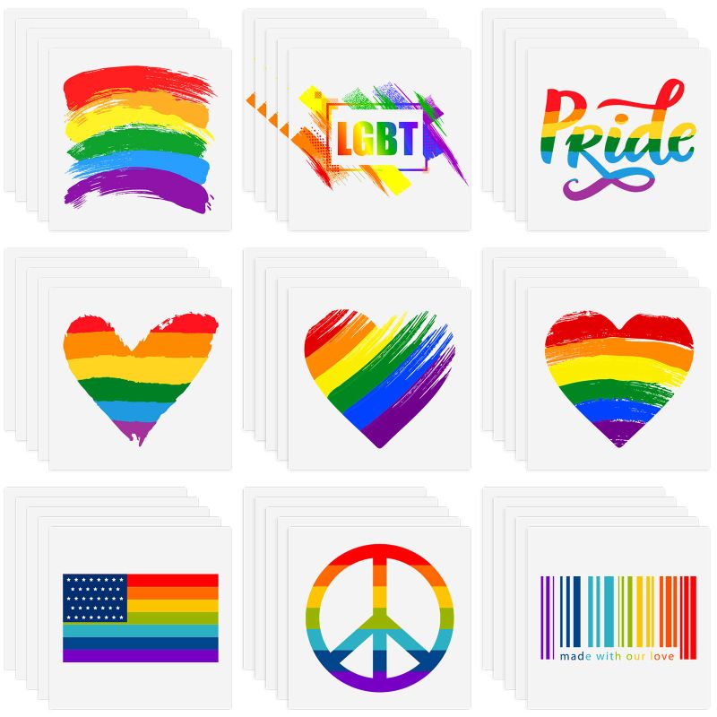 Photo 1 of [ 2 Pack] Resinta 45 Pieces Gay Pride Rainbow Temporary Tattoos 