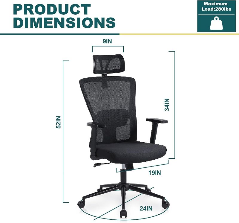 Photo 1 of Ralex-chair Office Chair Ergonomic Desk Chair Comfort Adjustable Height with Wheels?Lumbar Support Mesh Swivel Computer Home Office Study Task Chair 