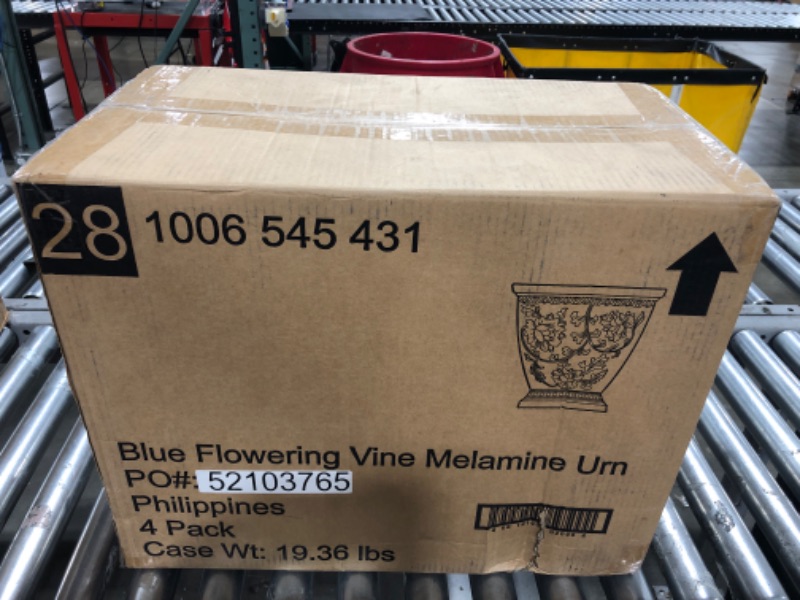 Photo 3 of 10 in. Square Blue Flowering Vine Melamine Urn Planter (4 pack)