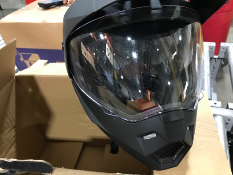 Photo 2 of 1Storm Dual Sport Motorcycle Motocross Off Road Full Face Helmet Dual Visor Matt Black Dual Matt Black Large