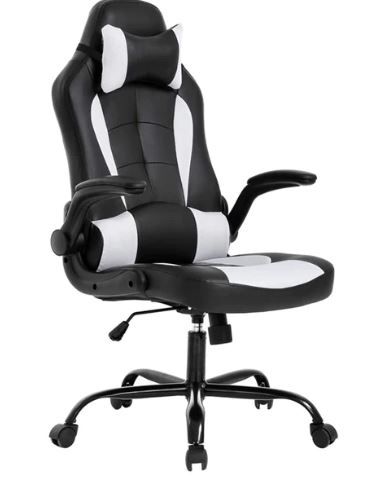 Photo 1 of BestOffice PC Gaming Chair Ergonomic Office Chair Desk Chair with Lumbar Support Flip Up Arms Adjustable Headrest High Back PU 