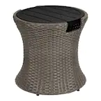 Photo 1 of 20.08 in. Fairlane Black Wicker Outdoor Side Table