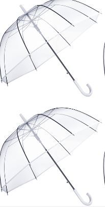 Photo 1 of 2 Pieces Clear Wedding Umbrella Automatic Open Rounded Umbrella Windproof Bubble Umbrella J Handle Large Canopy Stick Umbrella for Bride Groom Photography Rain Ceremony 26 Inches