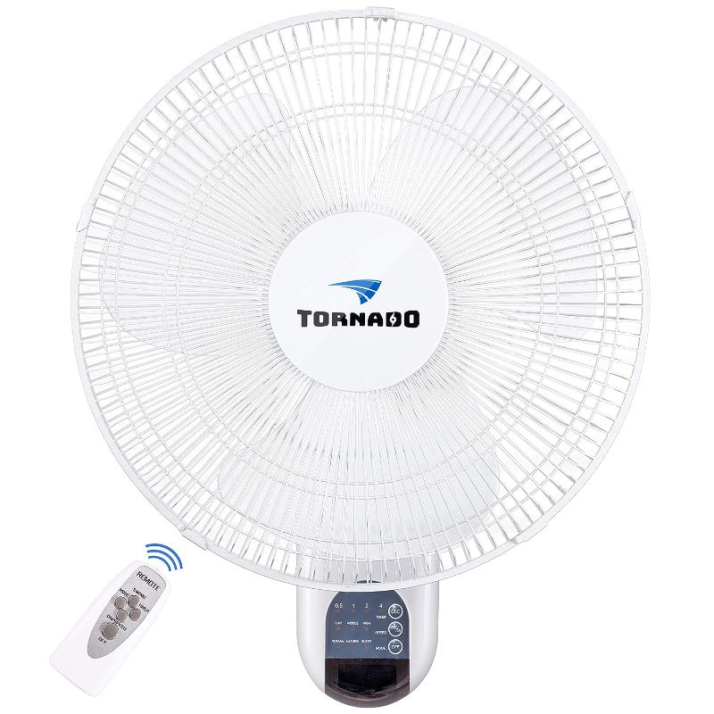 Photo 1 of Tornado 16 Inch Oscillating Wall Mount Fan Remote Control Included 3 Speed 2650 CFM 6 FT Cord UL Safety Listed
