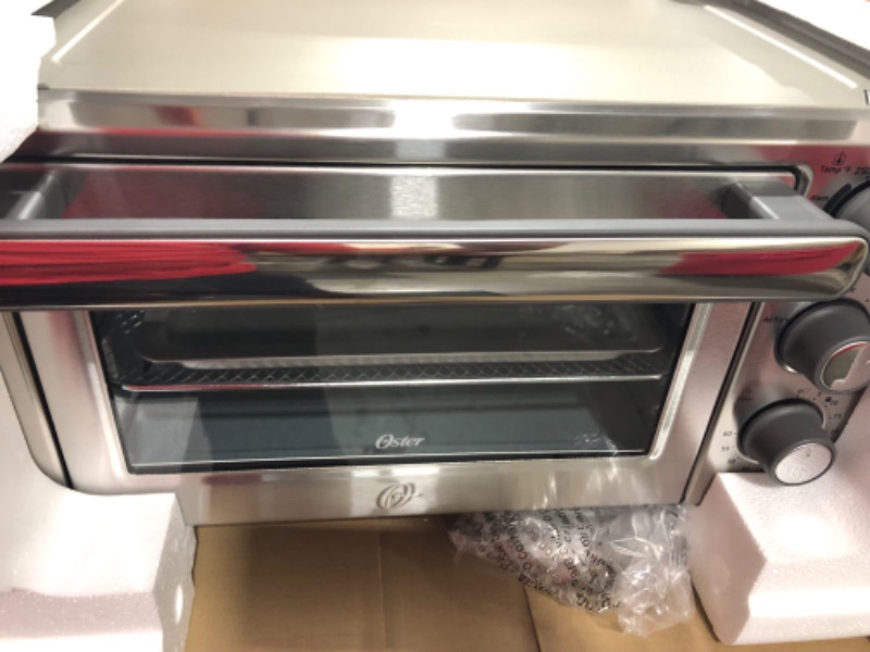 Photo 2 of Oster Air Fryer Oven, 10-in-1 Countertop Toaster Oven, XL Fits 2 16" Pizzas, Stainless Steel French Doors
