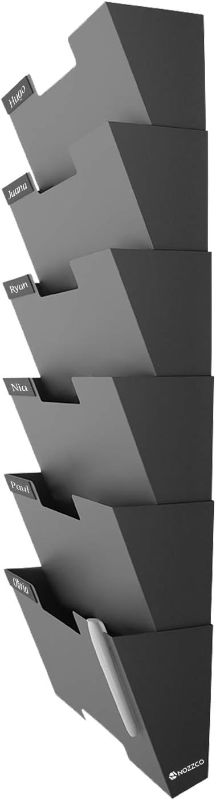 Photo 1 of Gray Wall Mount Hanging File Holder Organizer 6 Pack | Durable Steel Rack, Solid, Sturdy & Wide 