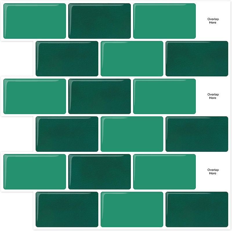 Photo 1 of 12"x12"Peel and Stick Backsplash for Kitchen Stick On Tiles Wall Sticker for Bathroom RV Living Room Laundry Room (Green, 10 Pack) 