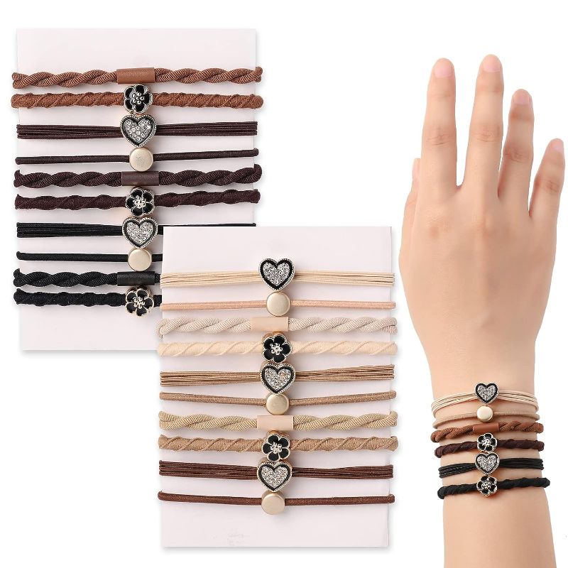 Photo 1 of 20Pcs Hair Tie Bracelets for Women Boho Hair Ties No Damage Elastics Fashion Hair Headdress Decoration Hair Styling Accessories for Thick and Curly Hair Pony Tails?5 Colors? 