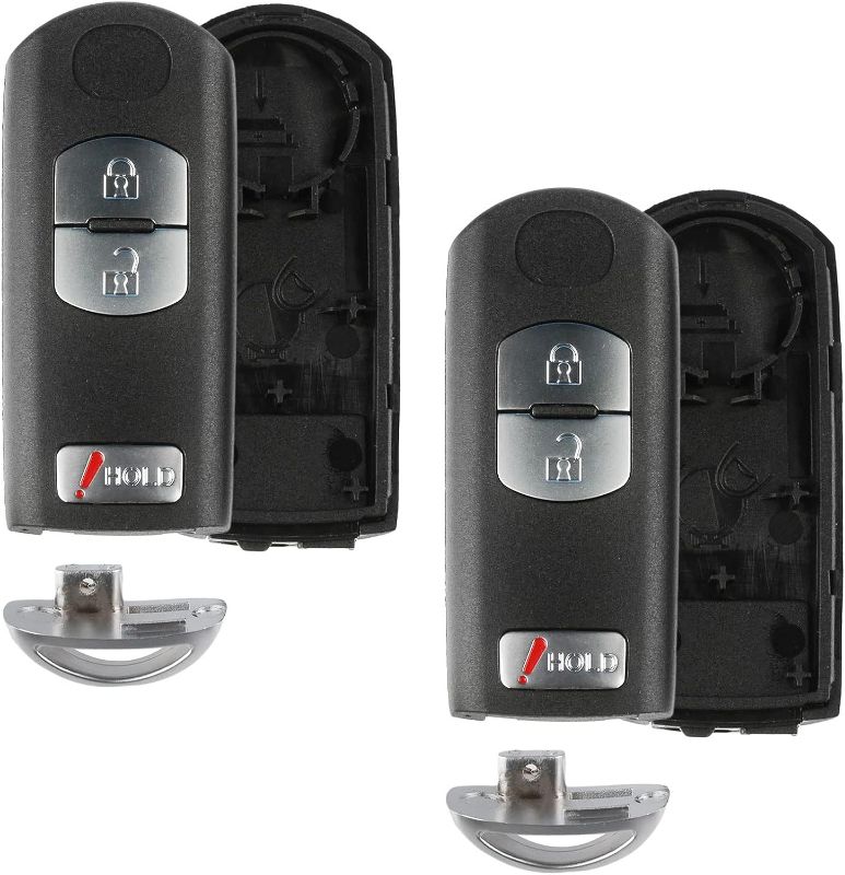 Photo 1 of 2x Keyless Option Remote Key Fob Shell Smart 3btn Case For Mazda (WAZSKE13D01) 