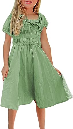 Photo 1 of blibean Tween Girls Short Sleeve Summer Dresses Medium