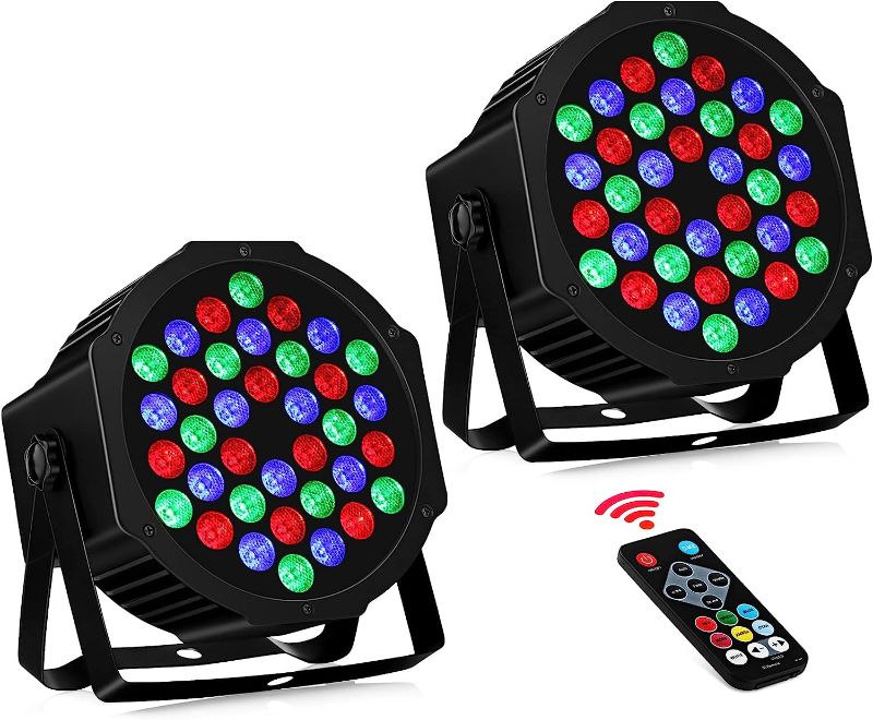 Photo 1 of 36 LED Stage Lights RGB DJ LED Par Light Remote & DMX Controlled Sound Activated Auto Play Uplights (2pk)