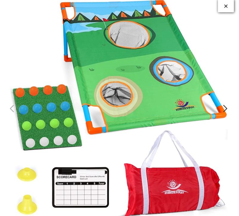 Photo 1 of Backyard Golf Cornhole Game Kit, Golf Practice Chipping Game with Chipping Target, 16 Balls, Hitting Mat, 2 Tees, Scoreboard, Carry Bag Best Ideal Outdoor Golf Gift for Adult and Kids