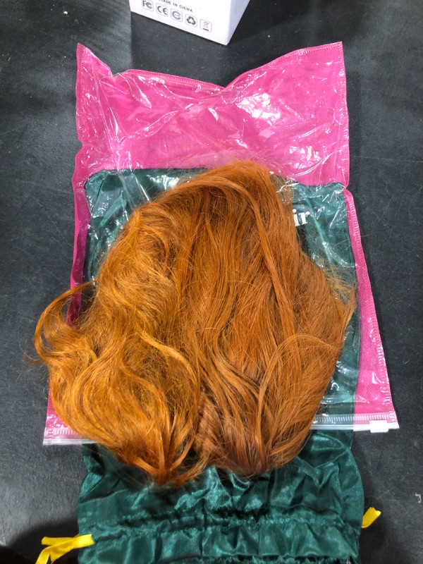 Photo 2 of 13X4 Orange Ginger Brown Colored HD Invisible Lace Front Wigs Human Hair Body Wave Brazilian Virgin Lace Front 150% Density Pre Plucked With Natural Hairline (18 inch, Light Copper Brown Ginger Orange Color) 