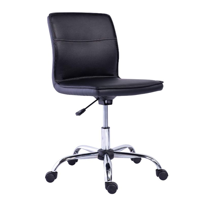 Photo 1 of Amazon Basics Modern Armless Office Desk Chair - Height Adjustable, 360-Degree Swivel, 275Lb Capacity, 22.05"D x 18.31"W x 33.46"H, Black/Chrome
