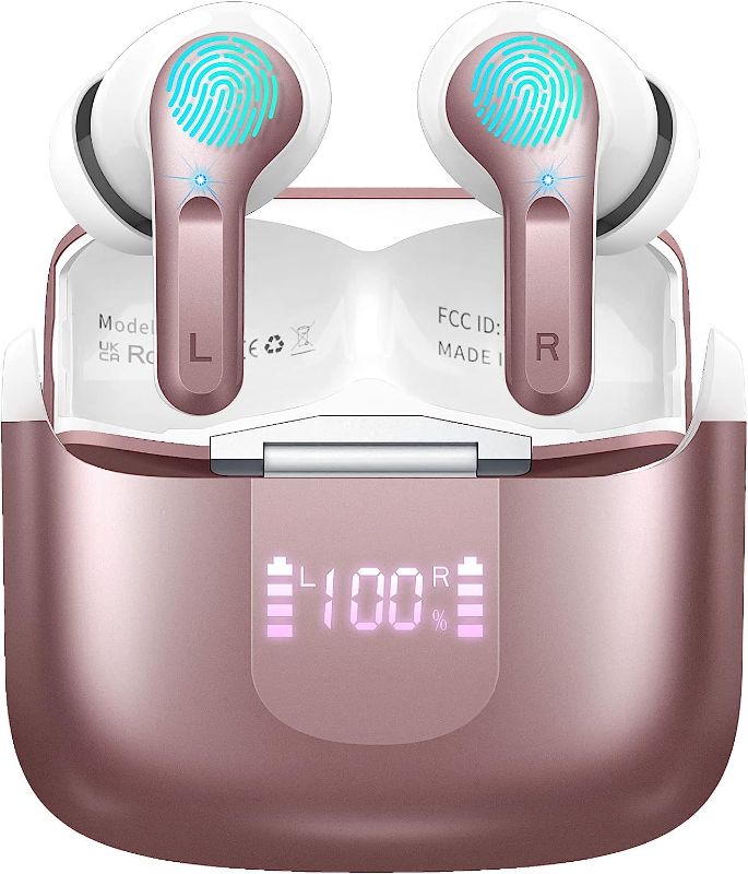 Photo 1 of Limited-time deal: Wireless Earbud, Bluetooth Headphones 5.3 Stereo Bass Earphones 2023 Noise Cancelling Ear Buds 40H Dual Mic Call, Bluetooth Earbud in-Ear USB-C LED Display IP7 Waterproof Sport Headset for Android iOS