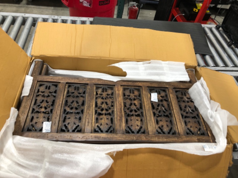 Photo 1 of Rectangular Wooden Coffee Table,Vintage Coffee Table Wood, Modern Wooden Coffee Table, Side Tables, Entryway Table, Living Room Side Table for Magazines, Books and Plants-36x18 Inch - Burnt